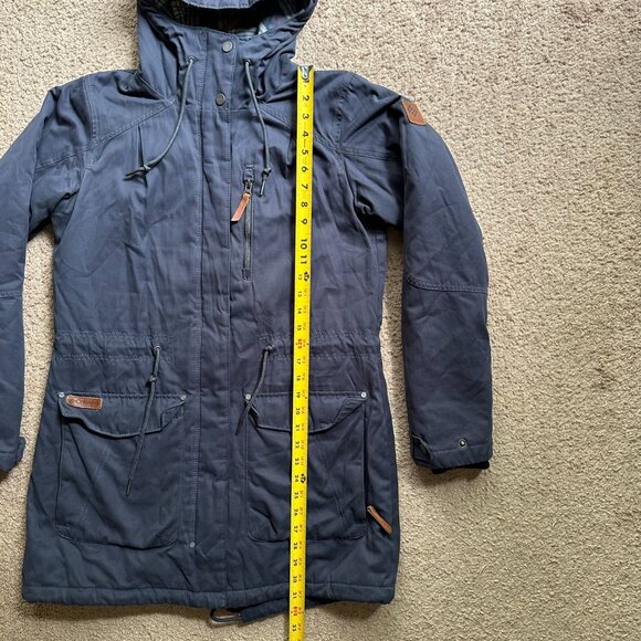 Columbia Jacket Mens Medium Full Zip Hood Flannel Lined Dark Grey Blue - Picture 9 of 11